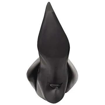 Kluolandi Women's Wide Calf Knee High Boots Stiletto Cone Heel Boots Pointed Toe Pull On Black Boot Heels for Women Size 8.5