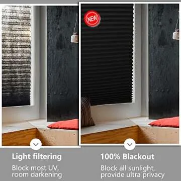 LUCKUP Blackout Pleated Shades - Easy Install, Cut to Size