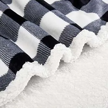 Touchat Sherpa Plaid Twin Blanket 60" X 70", Fuzzy Fluffy Soft Cozy Throw Blanket, Twin Size Plush Fleece Flannel Plush Microfiber Blanket for Couch Bed Sofa (Black)