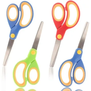 LOVESTOWN 4 PCS Kids Scissors - Vibrant, Safe for School Projects with Steel Blades