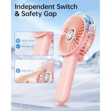 SWEETFULL Portable Misting Fan - 180° Foldable Handheld Personal Fan with Mist Spray, 3 Speeds, 30ml Water Tank, USB Rechargeable for Travel, Outdoors, Makeup, Camping, Home, and Office Use