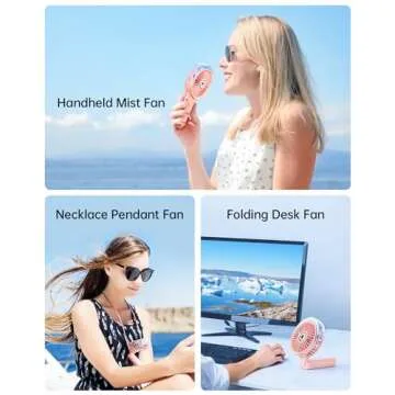 SWEETFULL Portable Misting Fan - 180° Foldable Handheld Personal Fan with Mist Spray, 3 Speeds, 30ml Water Tank, USB Rechargeable for Travel, Outdoors, Makeup, Camping, Home, and Office Use