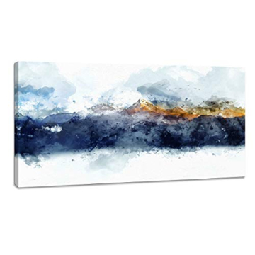 Abstract Artwork Canvas Wall Art for Bedroom Living Room Modern Navy Blue Abstract Mountains Print P...