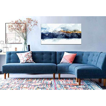 Modern Navy Blue Abstract Canvas Wall Art 24x48