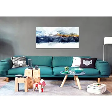 Modern Navy Blue Abstract Canvas Wall Art 24x48