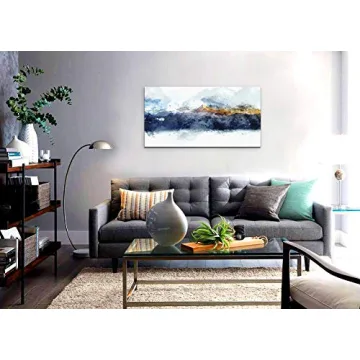 Modern Navy Blue Abstract Canvas Wall Art 24x48