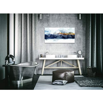 Modern Navy Blue Abstract Canvas Wall Art 24x48