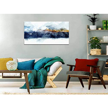 Modern Navy Blue Abstract Canvas Wall Art 24x48