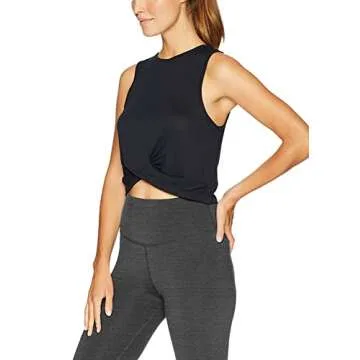 Bestisun Athletic Gym Shirts Workout Crop Tank Tops Pilates Dance Clothing for Women Black M