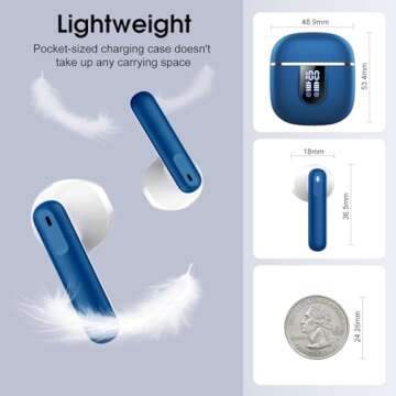 Wireless Bluetooth 5.4 Earbuds, 40H Playback, Waterproof