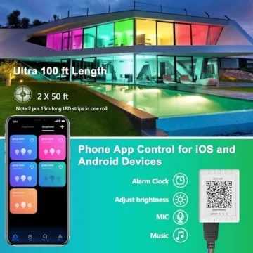 Vibrant Nexillumi 100 ft LED Strip Lights for Home