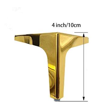 WANLIAN 4 Inch Furniture Legs, Metal Furniture Legs for Cabinet Sofa TV Stand Bookcase 4Pcs (Gold)