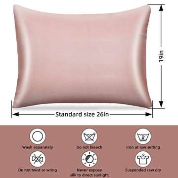 pendali Satin Pillowcase Bedding Sheets, Soft and Breathable, Luxury Satin Pillowcases for Hair and Skin, Pillow Cases Standard Size (26X19 inches), Pillow Covers with Hidden Zipper, Pink