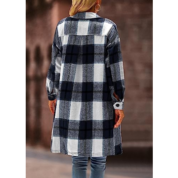 KIRUNDO Women's Casual Plaid Flannel Shacket for Fall