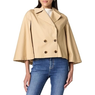 The Drop Women’s Hayes Cropped Trench Coat - plus size, stylish design in Hummus, 4X