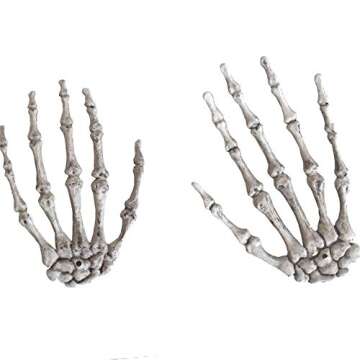 XONOR Halloween Skeleton Hands - Realistic Life Size Severed Plastic Grey Skeleton Hands for Hallowe...