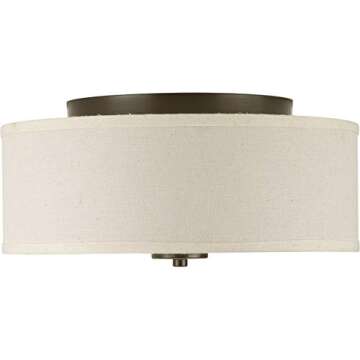Progress Lighting P3713-20 Inspire Two-Light Flush Mount, Antique Bronze, 5.50x13.00x13.00