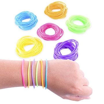 Super Z Outlet 80s Colorful Retro Rock Pop Star Rainbow Diva Disco Jelly Neon Gel Stretchable Bracel...