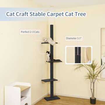 Cat Craft Cat Tree Floor to Ceiling 95-108" Tall Cat Tree Carpet Cat Tower Kitten Tree Sisal Scratch...