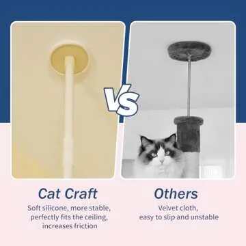 Cat Craft Cat Tree Floor to Ceiling 95-108" Tall Cat Tree Carpet Cat Tower Kitten Tree Sisal Scratching Post and Mat Cat Pole for Indoor Cats, Charcoal, Style A