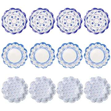 Elegant Chinese Style Disposable Paper Plates Set 12 Pack 7.1in