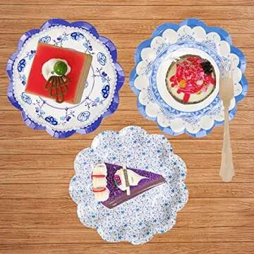 Elegant Chinese Style Disposable Paper Plates Set 12 Pack 7.1in