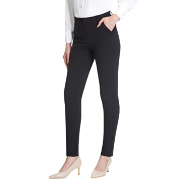 Tapata Women's Comfortable Skinny Dress Pants for Work with Pockets in Charcoal, Sizes 26-30
