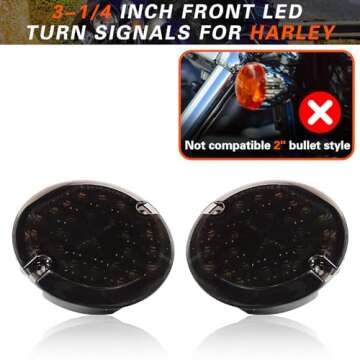 HBXJGS 3-1/4 Inch Front LED Turn Signals 1157 Compatible with Harley Davidson Front Motorcycle Led Turn Signals Compatible for Road Glide Road King Softail, black