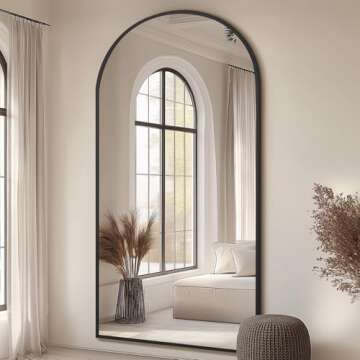 MELOMOIR Arched Full Length Mirror, 81"x41" Oversized Floor Mirror Freestanding, Large Full Body Mirror for Bedroom Living Room, Black Mirror Full Length with Tempered Glass, Wall Mirror Full Length