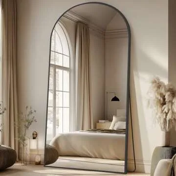 MELOMOIR Arched Full Length Mirror, 81"x41" Oversized Floor Mirror Freestanding, Large Full Body Mirror for Bedroom Living Room, Black Mirror Full Length with Tempered Glass, Wall Mirror Full Length