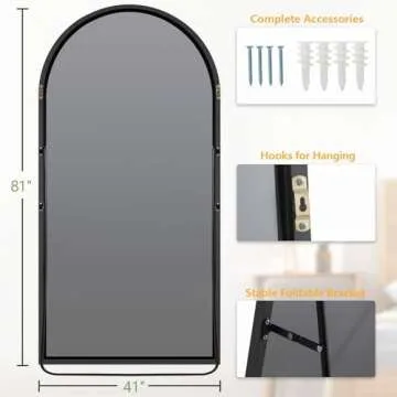 MELOMOIR Arched Full Length Mirror, 81"x41" Oversized Floor Mirror Freestanding, Large Full Body Mirror for Bedroom Living Room, Black Mirror Full Length with Tempered Glass, Wall Mirror Full Length
