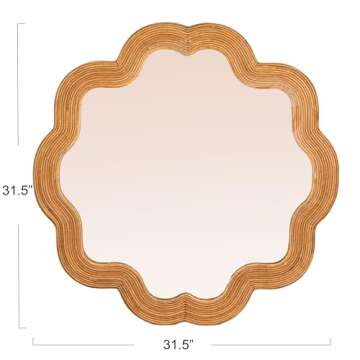 Creative Co-Op Scalloped Rattan Framed Wall Mirror - Elegant Coastal Decor