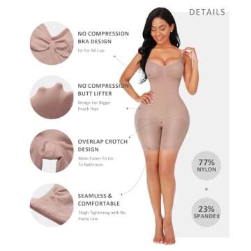 FeelinGirl Butt Lifter Shapewear with Tummy Control Thigh Slimming and Back Support Body Shaper Faja XL/XXL