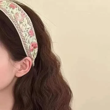 AIBFRID Floral Embroidery Headbands for Women Girls - 3PCS Wide Hair Accessories