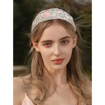 AIBFRID Floral Embroidery Headbands - 3PCS for Women & Girls