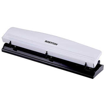 Bostitch Office Premium 3 Hole Punch - 12 Sheet Capacity, Durable Metal & Rubber Base