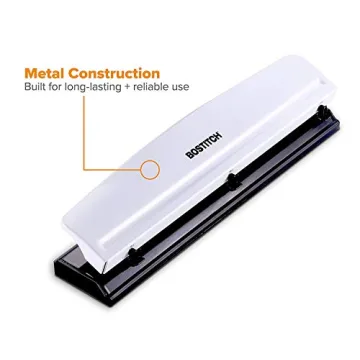 Bostitch Office 3 Hole Punch 12 Sheet Capacity Durable Metal