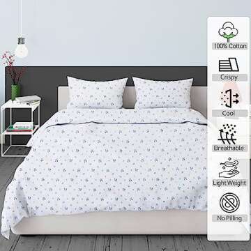 RUVANTI 100% Cotton Sheets - Crispy Cooling Percale Sheets for Queen Size Bed, Breathable & Durable ...