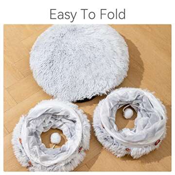 HIPIPET Plush Cat Tunnel with Cat Bed for Indoor Cats,Multifunctional Cat Toys for Small Medium Large Cat.
