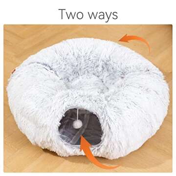 HIPIPET Plush Cat Tunnel with Cat Bed for Indoor Cats,Multifunctional Cat Toys for Small Medium Large Cat.