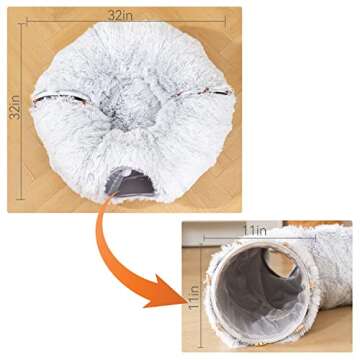 HIPIPET Plush Cat Tunnel with Cat Bed for Indoor Cats,Multifunctional Cat Toys for Small Medium Large Cat.