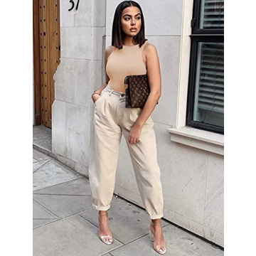 Stylish REORIA Sleeveless Racerback Bodysuit for Women