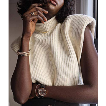 Stylish xxxiticat Women's Shoulder Pad Sweater Vest