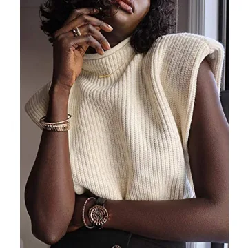 Stylish xxxiticat Women's Shoulder Pad Sweater Vest