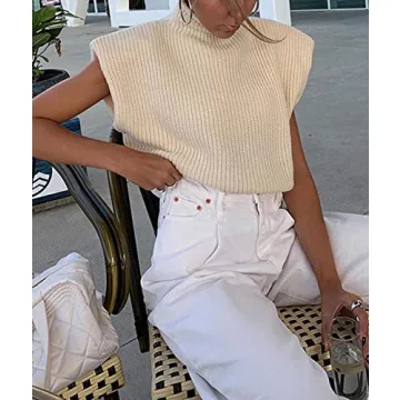 Stylish xxxiticat Women's Shoulder Pad Sweater Vest