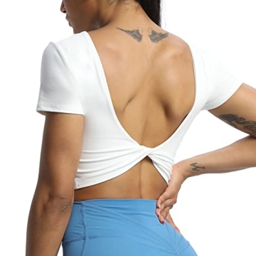 Aoxjox Women’s Backless Twist Crop Top for Workouts