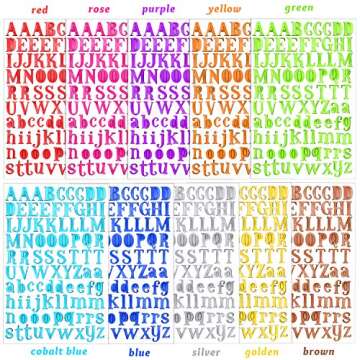 20 Sheets Colorful Number and Letter Alphabet Sticker Self Adhesive PU Shiny Stickers for Arts Craft Greeting Cards Scrap Books Home Decoration