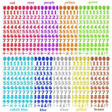 20 Sheets Colorful Number and Letter Alphabet Sticker Self Adhesive PU Shiny Stickers for Arts Craft Greeting Cards Scrap Books Home Decoration