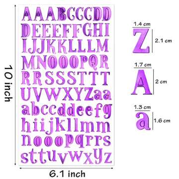 20 Sheets Colorful Number and Letter Alphabet Sticker Self Adhesive PU Shiny Stickers for Arts Craft Greeting Cards Scrap Books Home Decoration