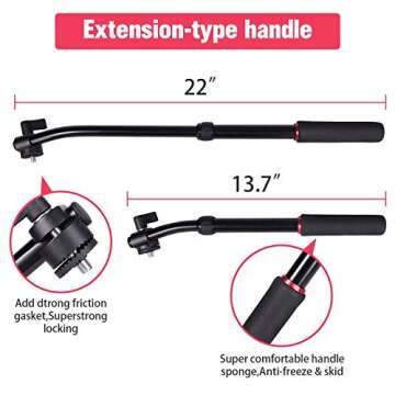 Professional Video Tripod,73 Inchs Heavy Duty Aluminum Alloy Tripod with Fluid Drag Head, 1/4″and 3/8″Quick Release Plate,Max Loading 7KG,with Carrying Bag for Video Camera Camcorder